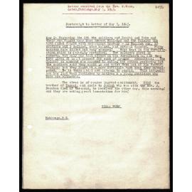 Postscript letter to General Secretaries from W. Woon