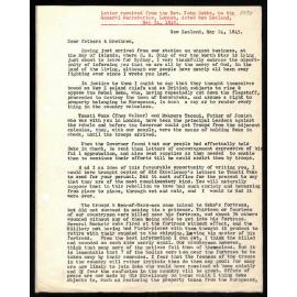 Letter to General Secretaries from Rev. John Hobbs