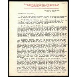 Letter to General Secretaries from Rev. John Hobbs