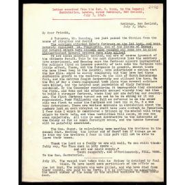 Letter to General Secretaries from Rev. W. Woon