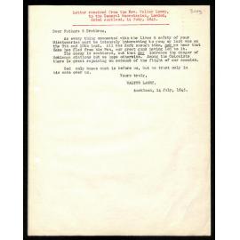 Letter to General Secretaries from Rev. Walter Lawry