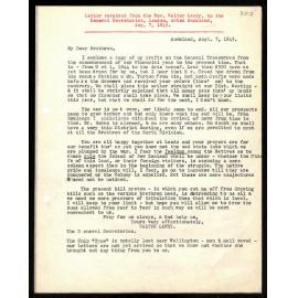 Letter to General Secretaries from Rev. Walter Lawry