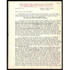 Letter to General Secretaries from Rev. W. Woon