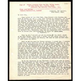Letter to John Irving Esq. from Rev. Walter Lawry