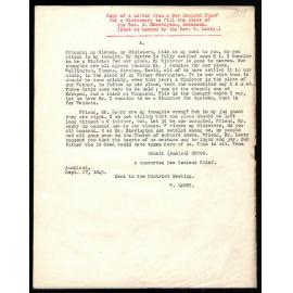 Letter from a New Zealand Chief for a Missionary, to Secretaries, from Rev. W. Lawry