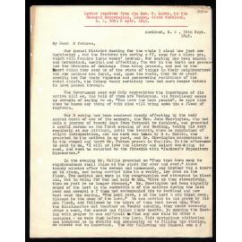 Letter to General Secretaries from Rev. W. Lawry