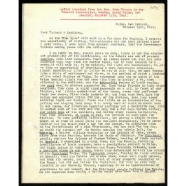 Letter to General Secretaries from Rev. John Warren