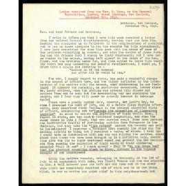 Letter to General Secretaries from Rev. W. Woon