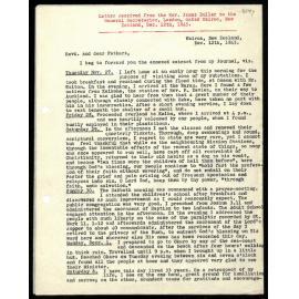 Letter to General Secretaries from Rev. James Buller