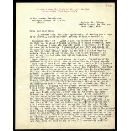 Diary extracts from General Secretaries to Rev. Charles Creed