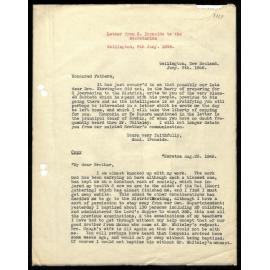 Letter to Secretaries from S. Ironside