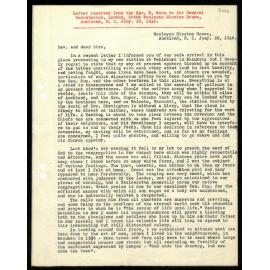 Letter to General Secretaries from Rev. W. Woon