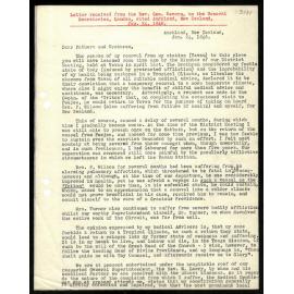 Letter to General Secretaries from Rev. Geo Kevern