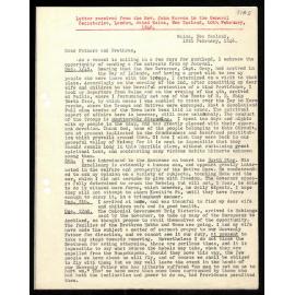 Letter to General Secretaries from Rev. John Warren