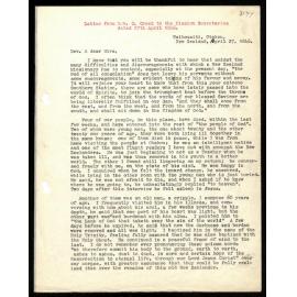 Letter to Mission Secretaries from Rev. C. Creed