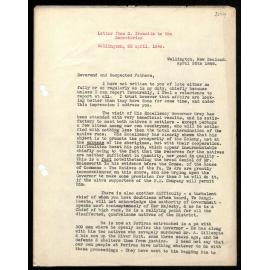 Letter to Secretaries from S. Ironside