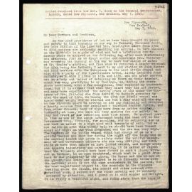 Letter to General Secretaries from Rev. W. Woon