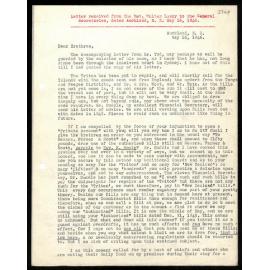 Letter to General Secretaries from Rev. Walter Lawry