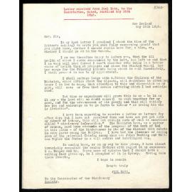 Letter to Secretaries from Joel Bate