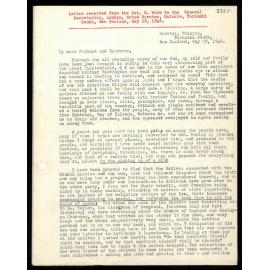 Letter to General Secretaries from Rev. W. Woon
