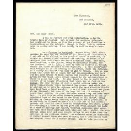 Journal extracts to [Secretaries] from H. Hanson Turton