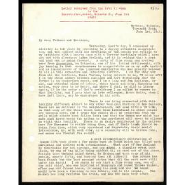 Letter to Secretaries from Rev. W. Woon
