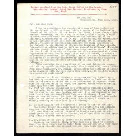 Letter to General Secretaries from Rev. James Buller