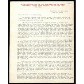 Letter to General Secretaries from Rev. Geo Kevern