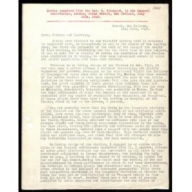 Letter to General Secretaries from Rev. G. Stannard