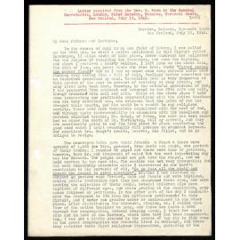 Letter to General Secretaries from Rev. W. Woon
