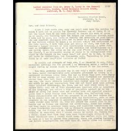 Letter to General Secretaries from Mr. Henry H. Lawry