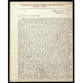 Letter to General Secretaries from Rev. W. Woon