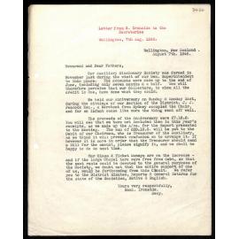 Letter to Secretaries from S. Ironside
