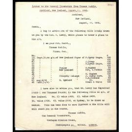 Letter to General Treasurers from Thomas Buddle