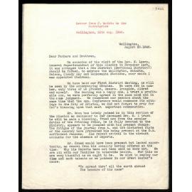 Letter to Secretaries from J. Watkin