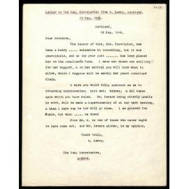 Letter to General Secretaries from W. Lawry