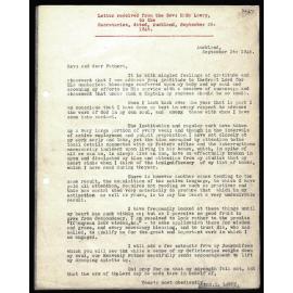 Letter to Secretaries from Rev. H. H. Lawry