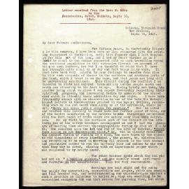 Letter to Secretaries from Rev. W. Woon