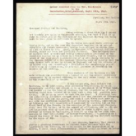 Letter to Secretaries from Rev. Geo Kevern