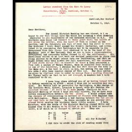 Letter to Secretaries from Rev. W. Lawry