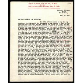 Letter to Secretaries from Rev. W. Woon