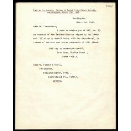 Letter to Messrs. Farmer and Scott from James Watkins