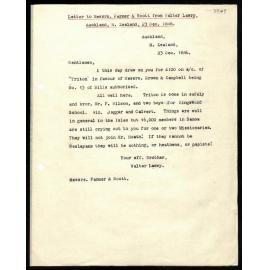 Letter to Messrs. Framer and Scott from Walter Lawry