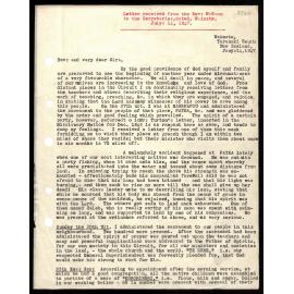 Letter to Secretaries from Rev. W. Woon