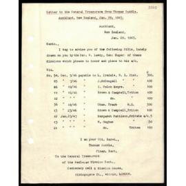 Letter to General Secretaries from Thomas Buddle