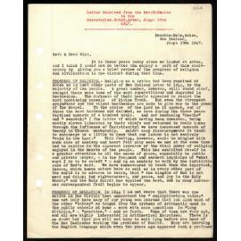 Letter to Secretaries from Rev. G. Smales