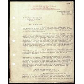 Letter to Secretaries from Rev. C. Creed