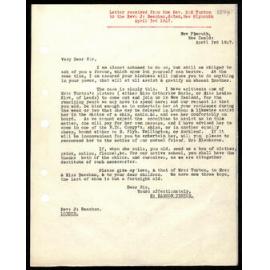 Letter to Rev. J. Beecham from Rev. H. H. Turton