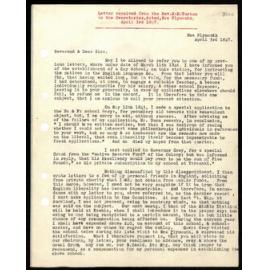 Letter to Secretaries from Rev. H. H. Turton