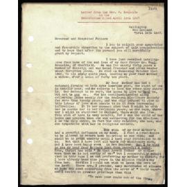 Letter to Secretaries from Rev. S. Ironside